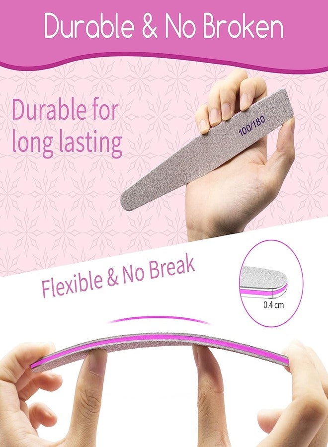 Aternal 2Pcs Nail Files, Nail File Professional 100/180 Grit, Nails File Washable and Reusable, Emery Board for Acrylic Nails, Double-Sided Nail File for Dip Nails - Image 4