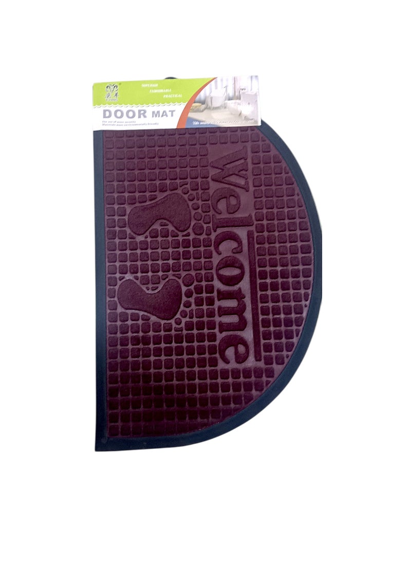 Door Mat/Bathroom Mat Half Oval Shape with Rubber Back Grip-50x80 cm - Image 1
