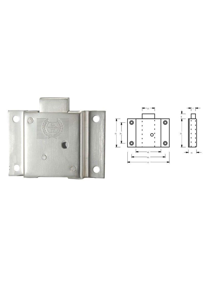 Harrison H0564 75mm Iron Six Lever Double Action Furniture Lock Set Silver