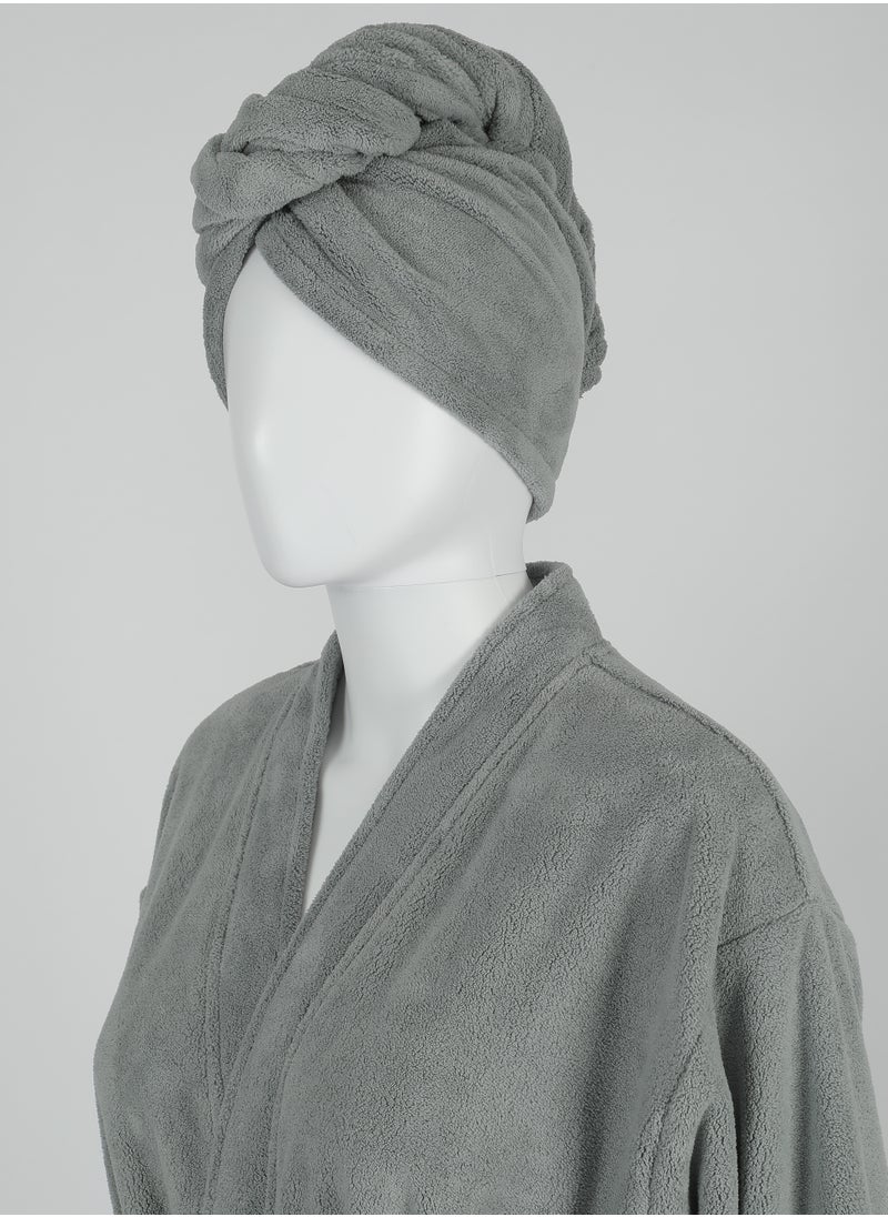 DrSleeep Dark Grey Hair Towel 25x68 cm - Ultra-Soft Coral Fleece, Highly Absorbent, Lightweight, and Gentle on Hair - Quick-Dry and Durable for Daily Comfort  - Image 3