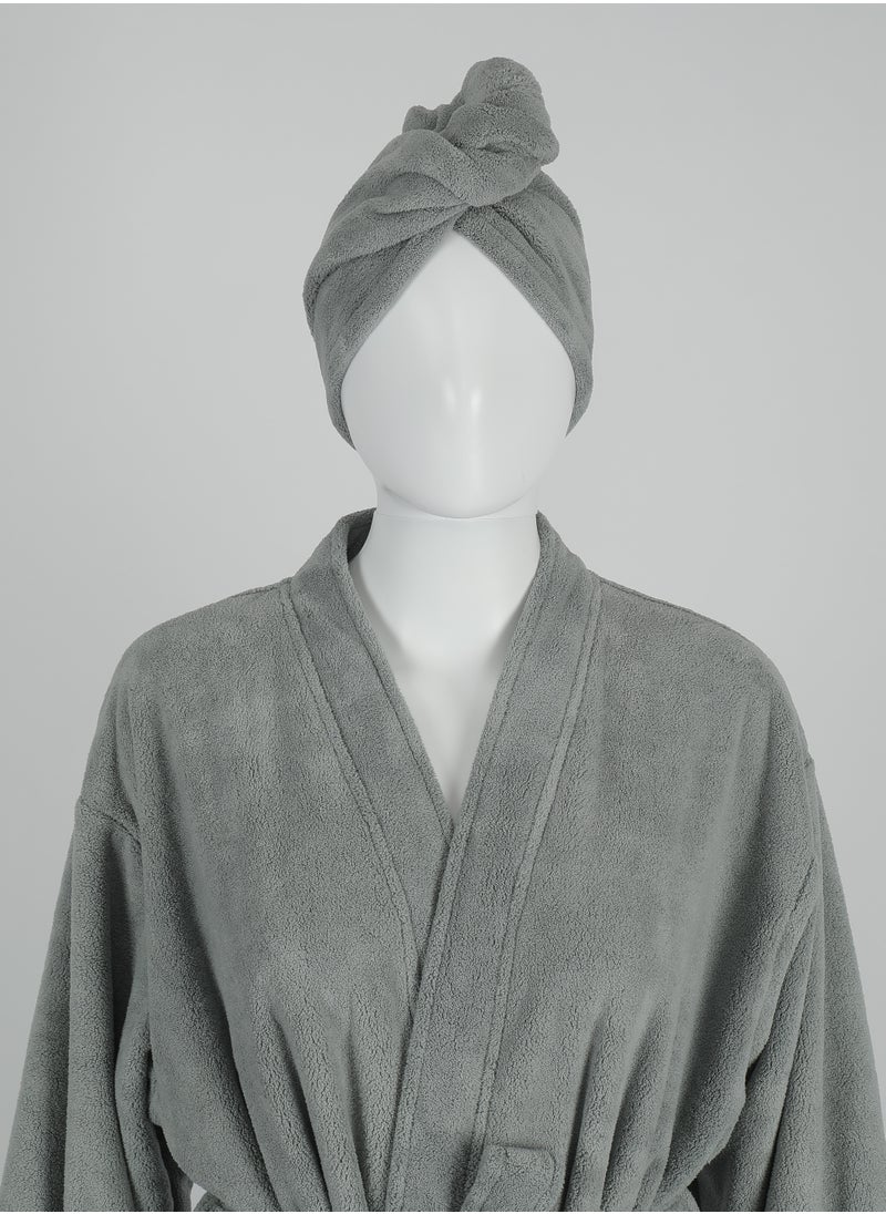 DrSleeep Dark Grey Hair Towel 25x68 cm - Ultra-Soft Coral Fleece, Highly Absorbent, Lightweight, and Gentle on Hair - Quick-Dry and Durable for Daily Comfort  - Image 2