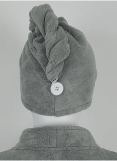 DrSleeep Dark Grey Hair Towel 25x68 cm - Ultra-Soft Coral Fleece, Highly Absorbent, Lightweight, and Gentle on Hair - Quick-Dry and Durable for Daily Comfort  - Image 1