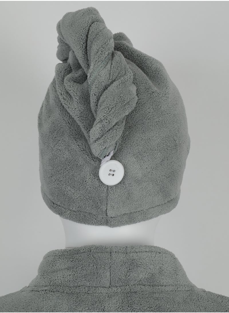 DrSleeep Dark Grey Hair Towel 25x68 cm - Ultra-Soft Coral Fleece, Highly Absorbent, Lightweight, and Gentle on Hair - Quick-Dry and Durable for Daily Comfort  - Image 1