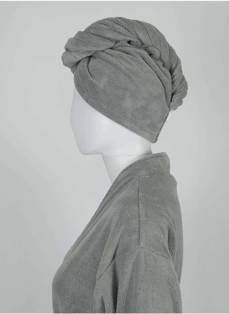 DrSleeep Dark Grey Hair Towel 25x68 cm - Ultra-Soft Coral Fleece, Highly Absorbent, Lightweight, and Gentle on Hair - Quick-Dry and Durable for Daily Comfort  - Image 4