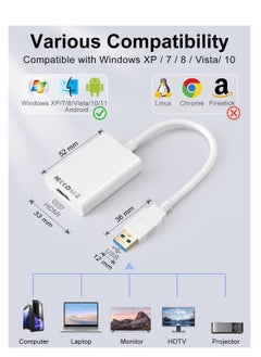 Generic USB 3.0 to HDMI Adapter, HD 1080P Video Audio Graphics Multi Monitor USB 3.0/2.0 to HDMI Mirroring/Expansion Converter Cable for PC/HDTV/Projector, Compatible with Windows XP/7/8/8.1/10/11/Android  - Image 2
