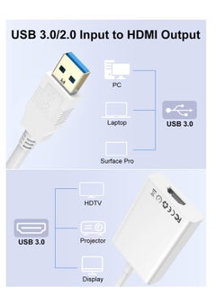 Generic USB 3.0 to HDMI Adapter, HD 1080P Video Audio Graphics Multi Monitor USB 3.0/2.0 to HDMI Mirroring/Expansion Converter Cable for PC/HDTV/Projector, Compatible with Windows XP/7/8/8.1/10/11/Android  - Image 3