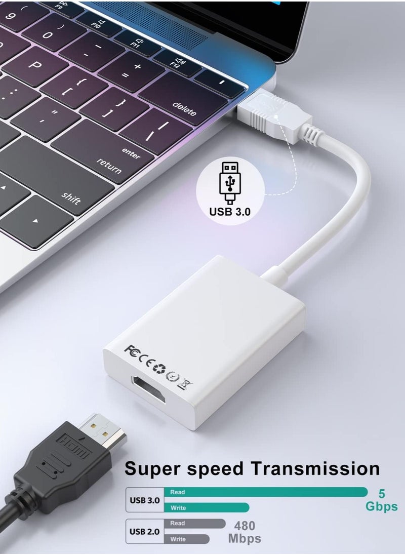 Generic - USB 3.0 to HDMI Adapter, HD 1080P Video Audio Graphics Multi Monitor USB 3.0/2.0 to HDMI Mirroring/Expansion Converter Cable for PC/HDTV/Projector, Compatible with Windows XP/7/8/8.1/10/11/Android - Image 1