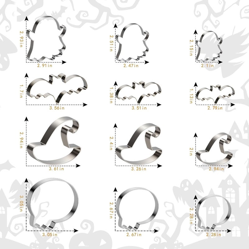 OHOME 9 PCS Halloween Cookie Cutters Kit Halloween Party Favors - Shaped in Bat Ghost Cat Pumpkin Coffin | Stainless Steel Halloween Party Decorations Food Baking Supplies for Kitchen - Image 2