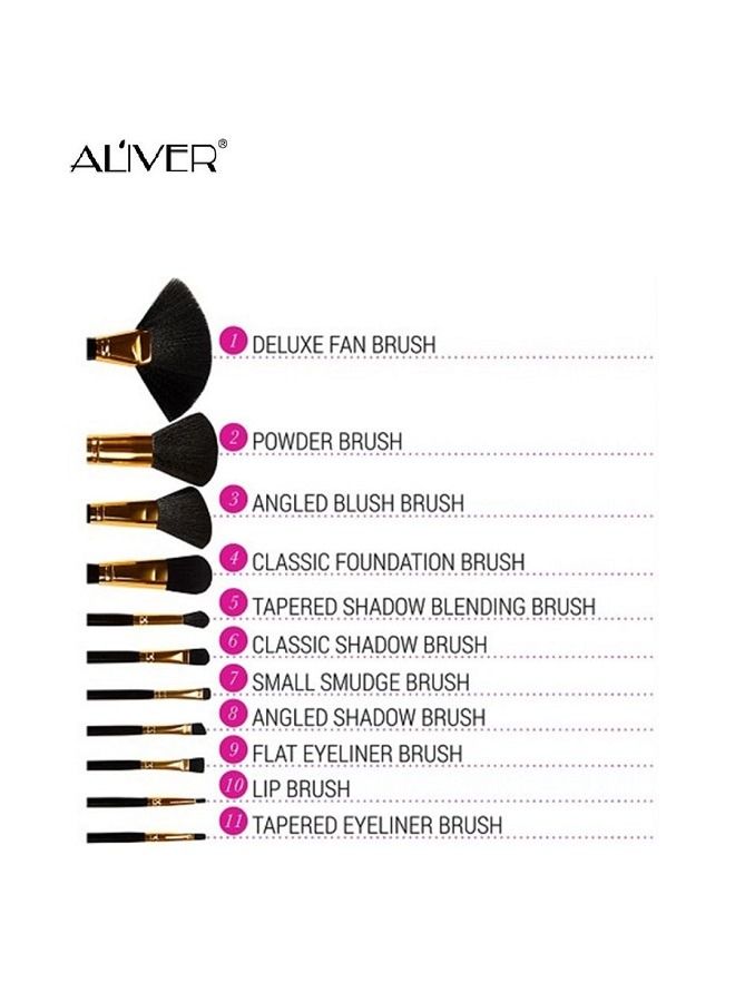 ALIVER 2set Brushs consisting of : 11-piece brushs with holder. black/pink - Image 3