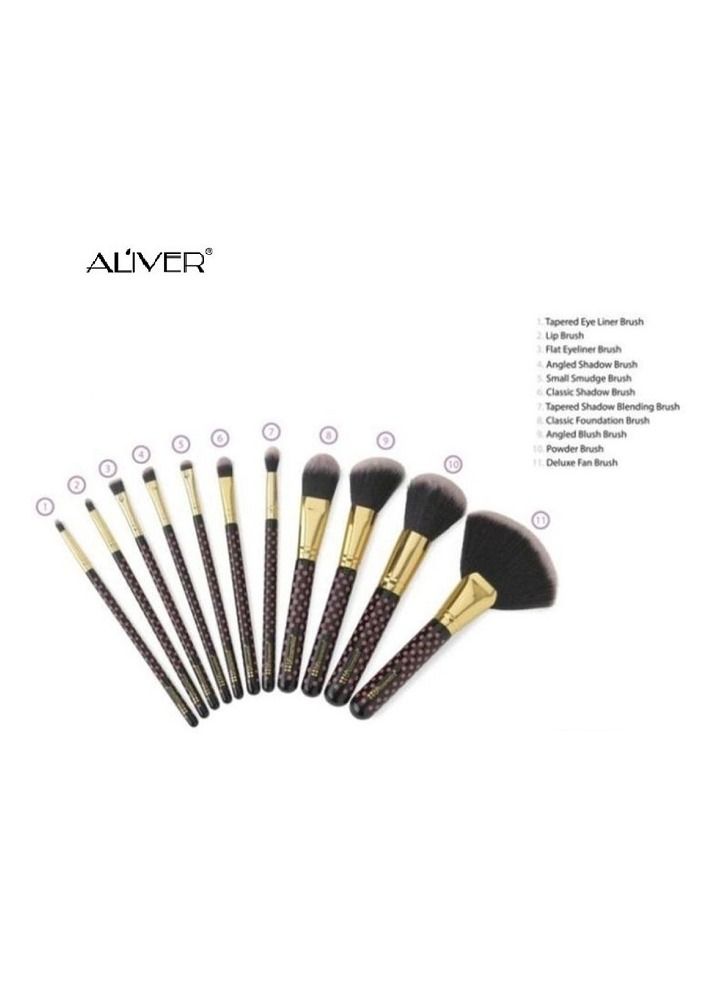 ALIVER 2set Brushs consisting of : 11-piece brushs with holder. black/pink - Image 2