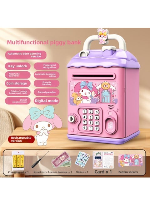 Can't Get In And Out Of The Year Piggy Bank Only Boys Password Box Kulomi Savings Girls Children Can Access-Color:Melody☀Password Unlock Automatic Banknote Rolling☀Rechargeable Version