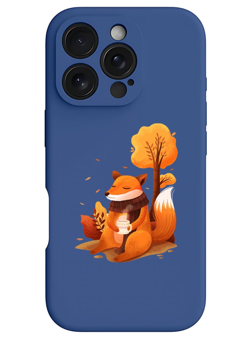 Theodor iPhone 16 Pro Max Blue Protective Slim Fit Case Liquid Silicone Cover with Full Body Protection Anti-Scratch Shockproof Case For iPhone - Fox - Image 1