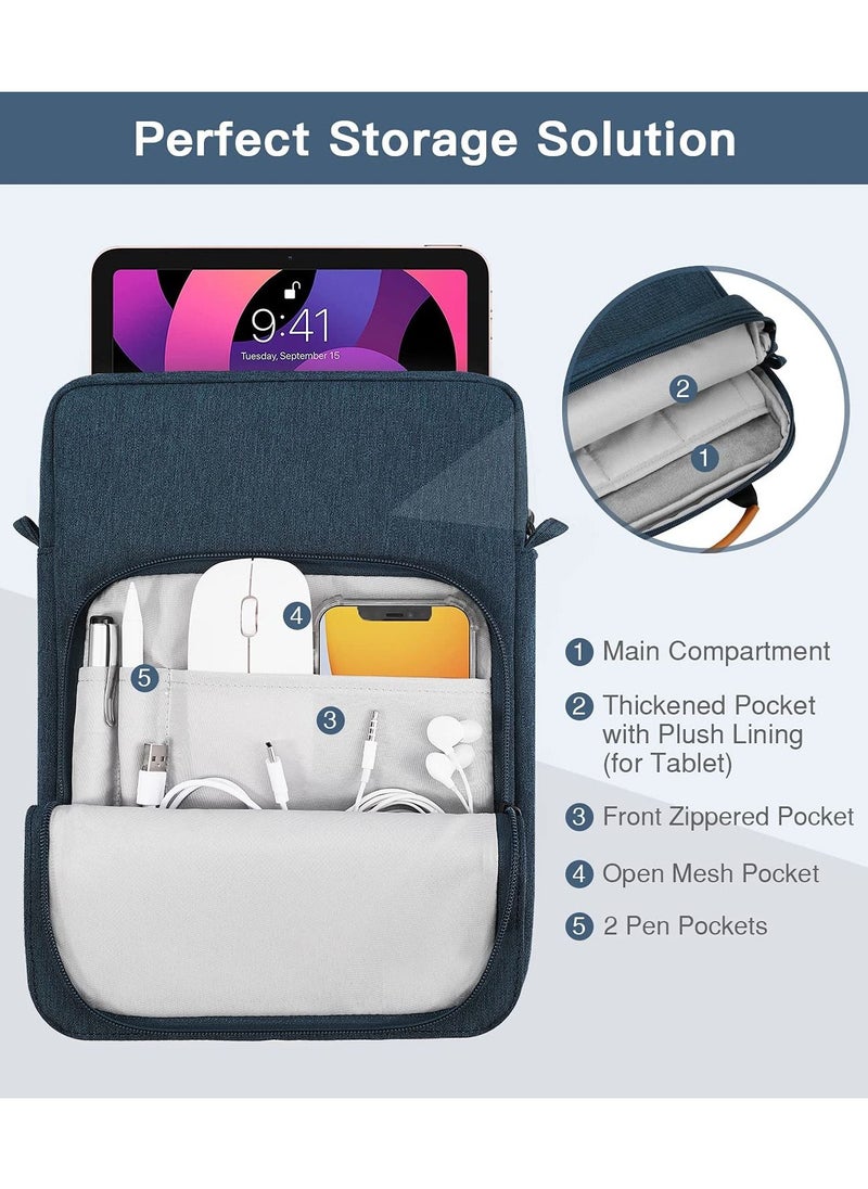 SYOSI - 9 To 11 Inch Tablet Sleeve Bag Fits for iPad air 5 10.Inches 2022 iPad Pro 11 M2 2022 to 2018 iPad 10th 10.9 Air 4 10.9 Tab S8 2022 Handle Carrying Case with Shoulder Strap Dark Blue - Image 1