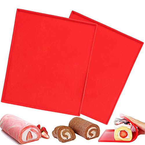 Luck Love 2 Pcs Swiss Roll Cake Mat Flexible Baking Tray Jelly Roll Pan Silicone Cookies Mold Bakeware - Image 1