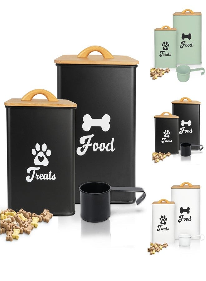 Dekosilave Dog Treat Container 2PCS, Dog Food Storage Container with Lids Airtight, Dog Treat Jars for Kitchen Counter-7+3Lbs, Small Dog Cookie Jar for Storage, Pet Treat Container (Upgraded) Black - Image 1