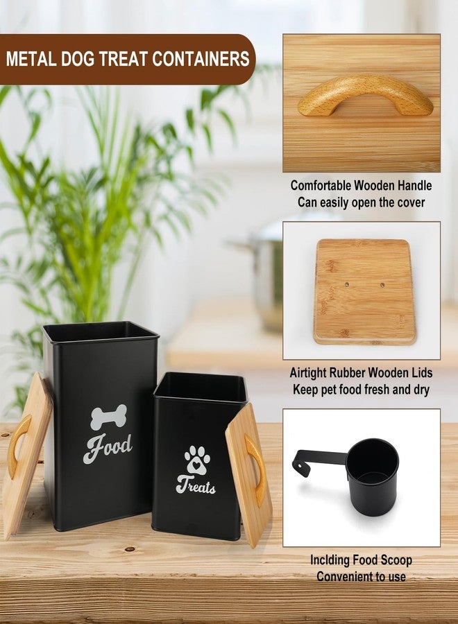 Dekosilave Dog Treat Container 2PCS, Dog Food Storage Container with Lids Airtight, Dog Treat Jars for Kitchen Counter-7+3Lbs, Small Dog Cookie Jar for Storage, Pet Treat Container (Upgraded) Black - Image 2