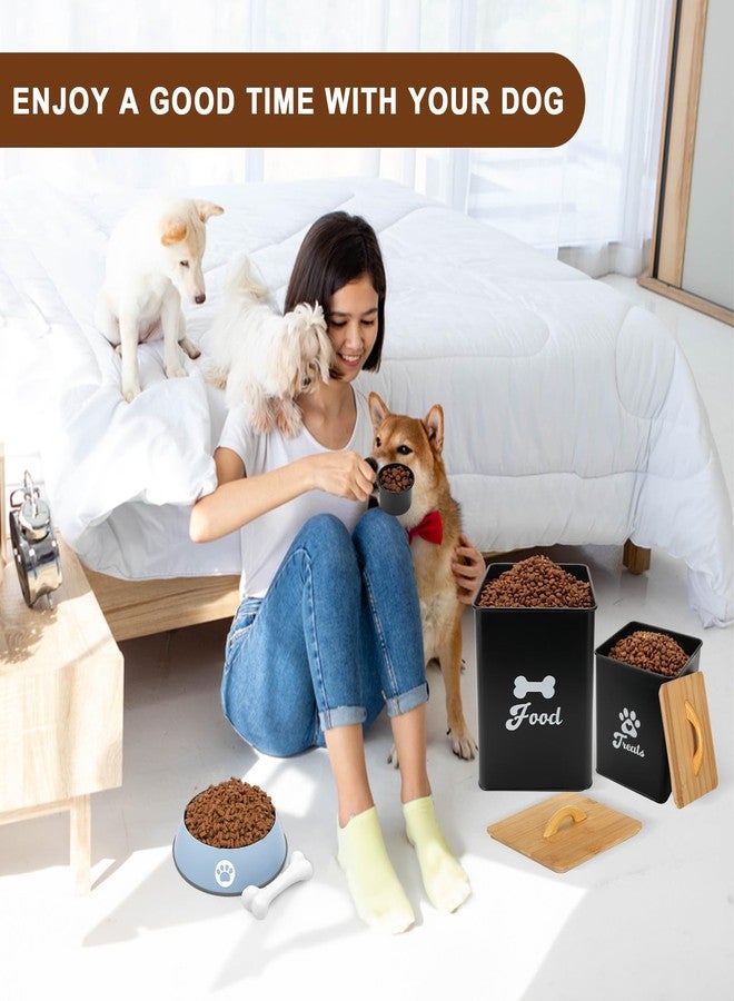 Dekosilave Dog Treat Container 2PCS, Dog Food Storage Container with Lids Airtight, Dog Treat Jars for Kitchen Counter-7+3Lbs, Small Dog Cookie Jar for Storage, Pet Treat Container (Upgraded) Black - Image 3