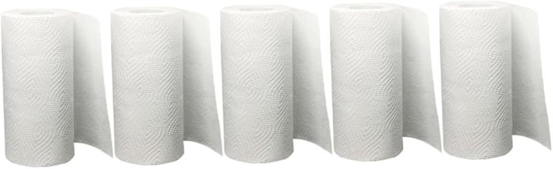 5 Rolls White Kitchen Paper Towels Soft Wood Pulp Material High Water Oil Absorption - Image 2