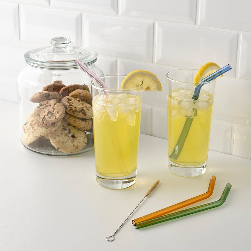 Baitique Reusable Glass Drinking Straws Set with Cleaning Brush, Mixed Colours, 18 cm, Set of 5 - Image 4