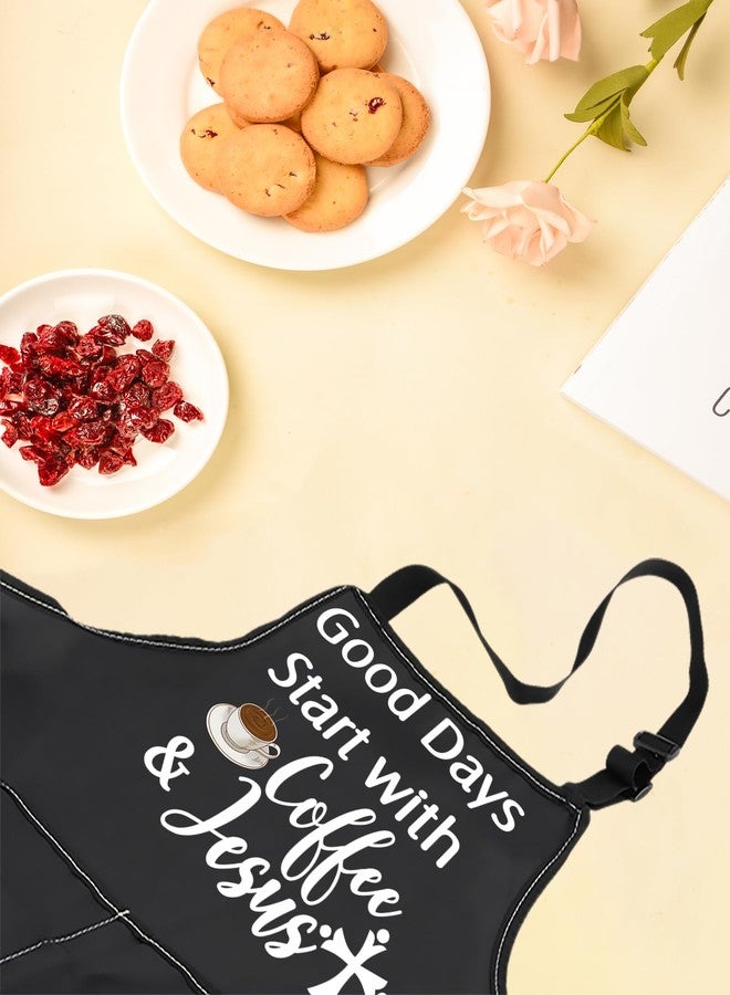 LEVLO Coffee Lover Gift Good Days Start with Coffee & Jesus Waterproof Apron for Mom Dad Barista Christmas Graduation Gift(Coffee & Jesus) - Image 4