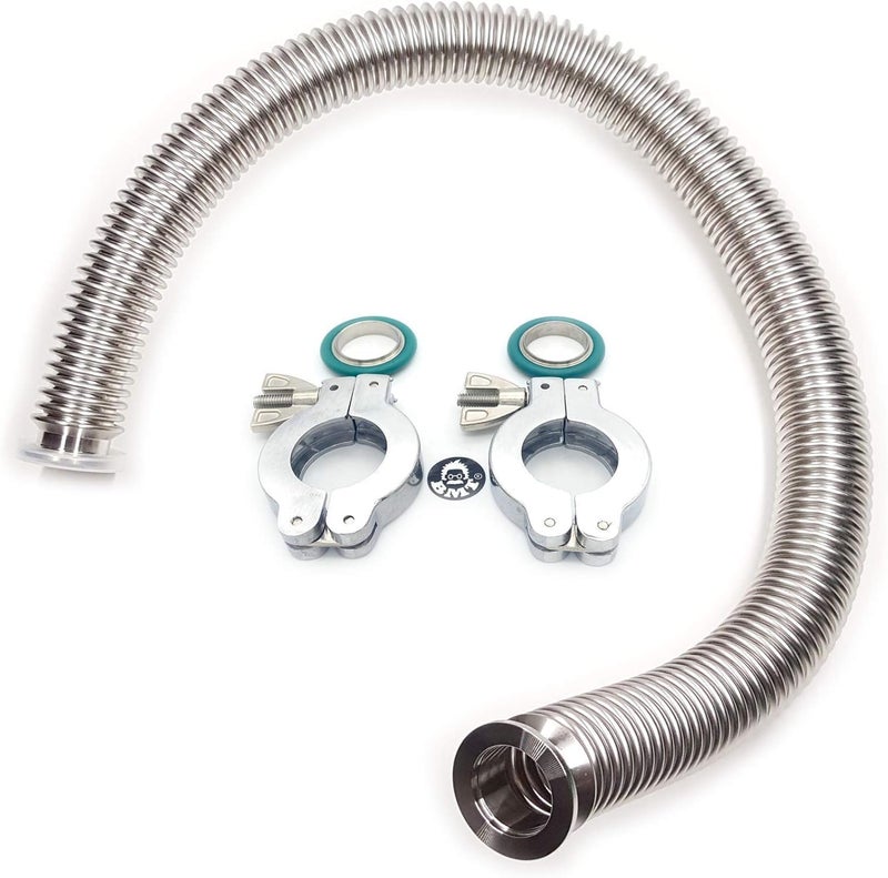 bmotiontech Metric Length ISO-KF KF25 Corrugated Bellow Hose Set with 2X Aluminum clamp / 2X SS Centering Ring / 2X FKM O-Ring (2sets of KF25 0.8m)