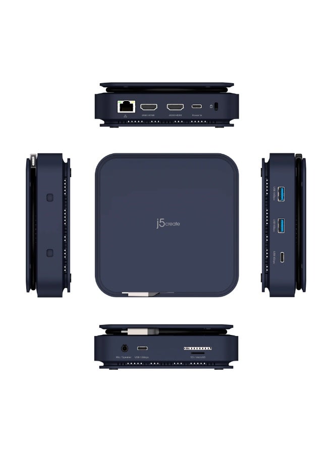 j5create Dual USB Type C 4K Docking Station HDMI 140W PD, Quick Charge Gigabit Ethernet, LAN with USB A C 3.2 Cable 10Gbps SD 3.0 Card Reader Compatible with Windows, macOS JCD3196 - Image 3