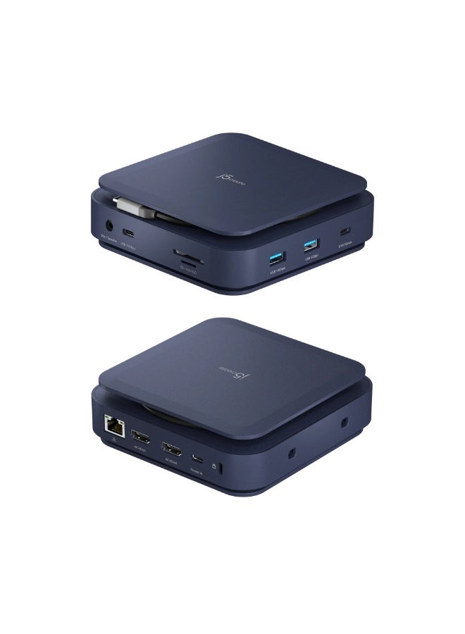 j5create Dual USB Type C 4K Docking Station HDMI 140W PD, Quick Charge Gigabit Ethernet, LAN with USB A C 3.2 Cable 10Gbps SD 3.0 Card Reader Compatible with Windows, macOS JCD3196 - Image 2