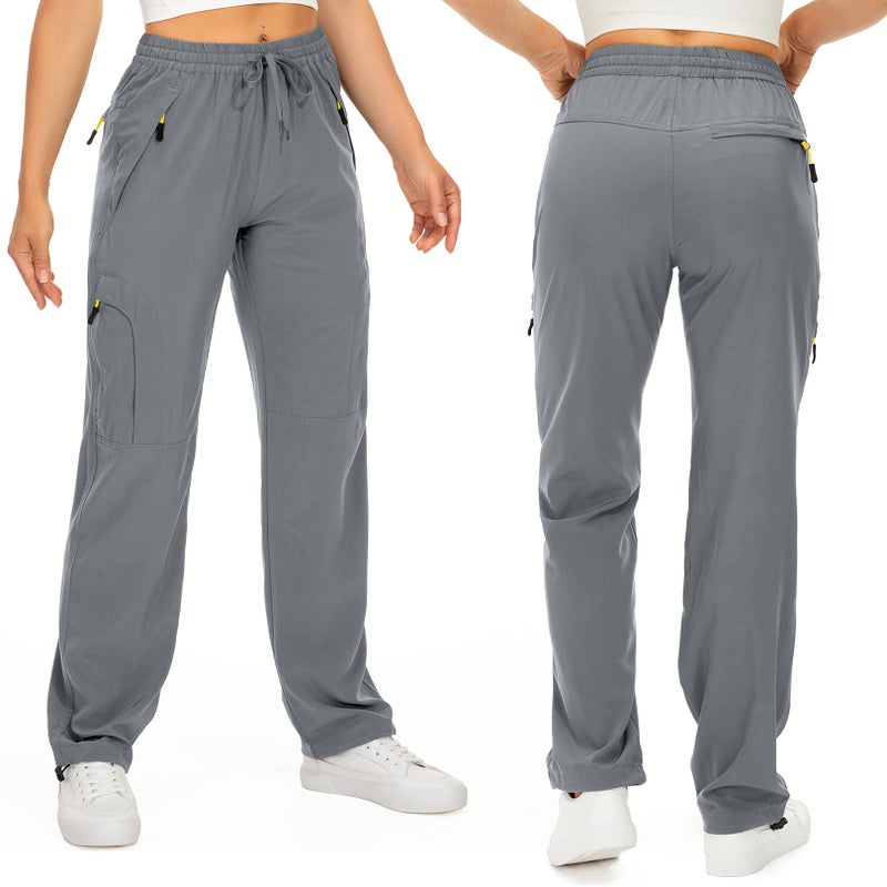 Toomett Women's Hiking Pants Quick Dry UPF 50 Travel Golf Safari Running Lightweight Camping Work Cargo Pants Zipper Pockets,6608,Grey,M - Image 2