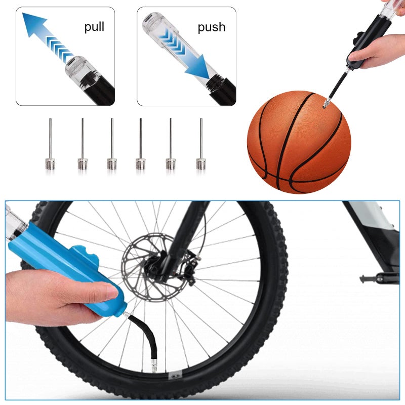 Haploon 2PCS Ball Pumps with 5pcs Needles, Haploon Air Pump for Balls Portable Two-Way Quicker-Fill Hand Air Pump for Inflatables Soccer Basketball Volleyball Football Yoga Sport Balls Pool Floats Bike Tire - Image 3