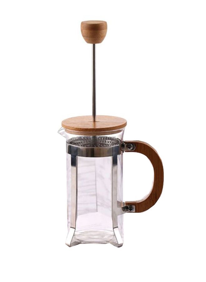 NIBEMINENT Press Infuser Bamboo Cover With Coffee Pot Clear/Brown/Silver 17.5x8.5cm - Image 1