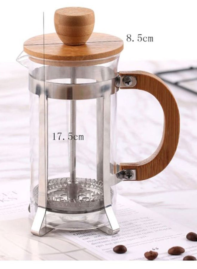 NIBEMINENT Press Infuser Bamboo Cover With Coffee Pot Clear/Brown/Silver 17.5x8.5cm - Image 5