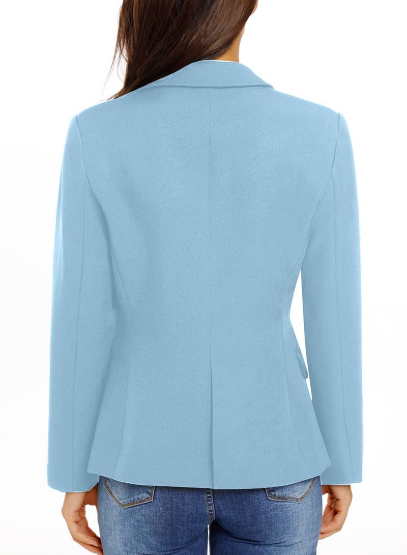LookbookStore Blazer Jackets for Women Casual Blazers for Women Fashion 2026 Jacket Suit Notched Lapel Work Office Blazer Jacket Suit 2026 Office Size Medium Airy Blue Size 8 10 - Image 4