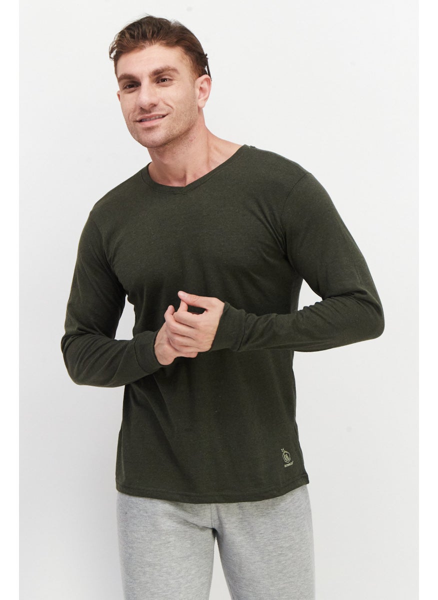 Outdoor Life - Men Sportswear Fit Long Sleeve Training T-Shirt, Olive - Image 1