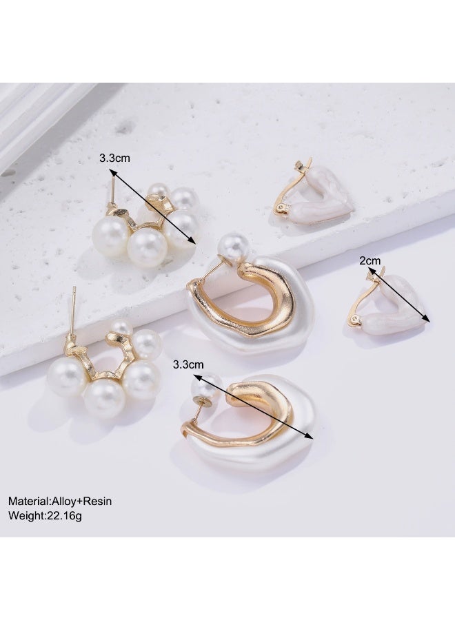 Goolsky Gold Heart & Pearl Drop Enamel Earrings Set – Chic Minimalist Fashion Jewelry for Women - Image 5