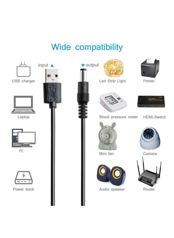 HARBENDI - DC 5V Power Cord, USB to DC 5.5x2.1mm Plug Charging Cable with 10 Connector Tips(5.5x2.5, 4.8x1.7, 4.0x1.7, 4.0x1.35, 3.5x1.35, 3.0x1.1, 2.5x0.7, Micro, Type-C, Mini USB) - Image 1
