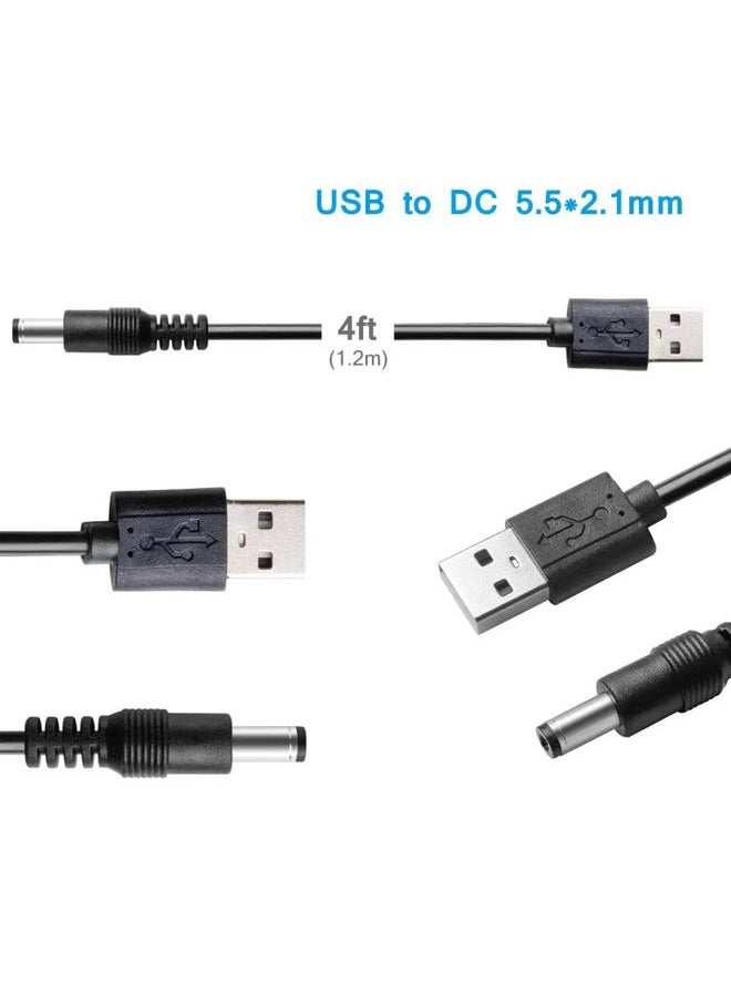 HARBENDI - DC 5V Power Cord, USB to DC 5.5x2.1mm Plug Charging Cable with 10 Connector Tips(5.5x2.5, 4.8x1.7, 4.0x1.7, 4.0x1.35, 3.5x1.35, 3.0x1.1, 2.5x0.7, Micro, Type-C, Mini USB) - Image 1