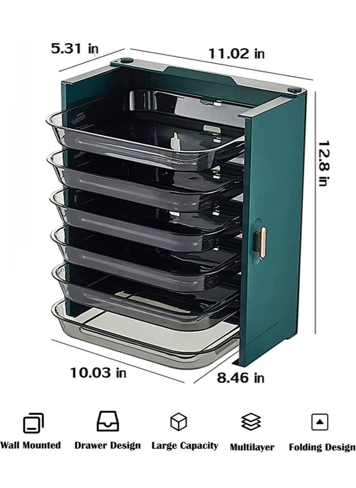 Perfii - 6 Layer Kitchen Fruit and Vegetable Preparation Plate Wall Mounted Self Adhesive Food Prep Tray with Multi Layer Sorting and Storage Rack for Dinner and Lunch Ideal for Kitchen Food Preparation - Image 1