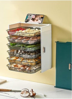 Perfii 6 Layer Kitchen Fruit and Vegetable Preparation Plate Wall Mounted Self Adhesive Food Prep Tray with Multi Layer Sorting and Storage Rack for Dinner and Lunch Ideal for Kitchen Food Preparation  - Image 2