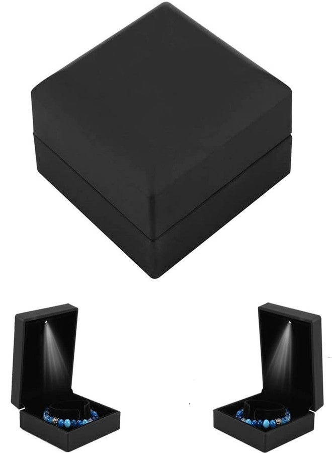 KAKKOII LED Light Bracelet Gift Box Luxury Jewelry Bangle Box Storage Case Organizer Holder Square (Black) - Image 3