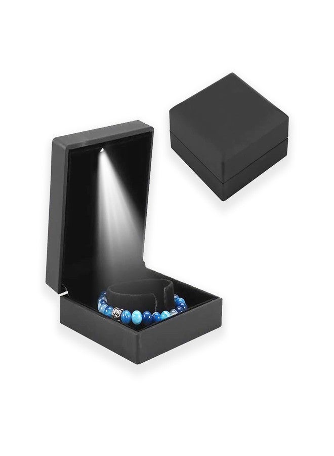 KAKKOII LED Light Bracelet Gift Box Luxury Jewelry Bangle Box Storage Case Organizer Holder Square (Black) - Image 1