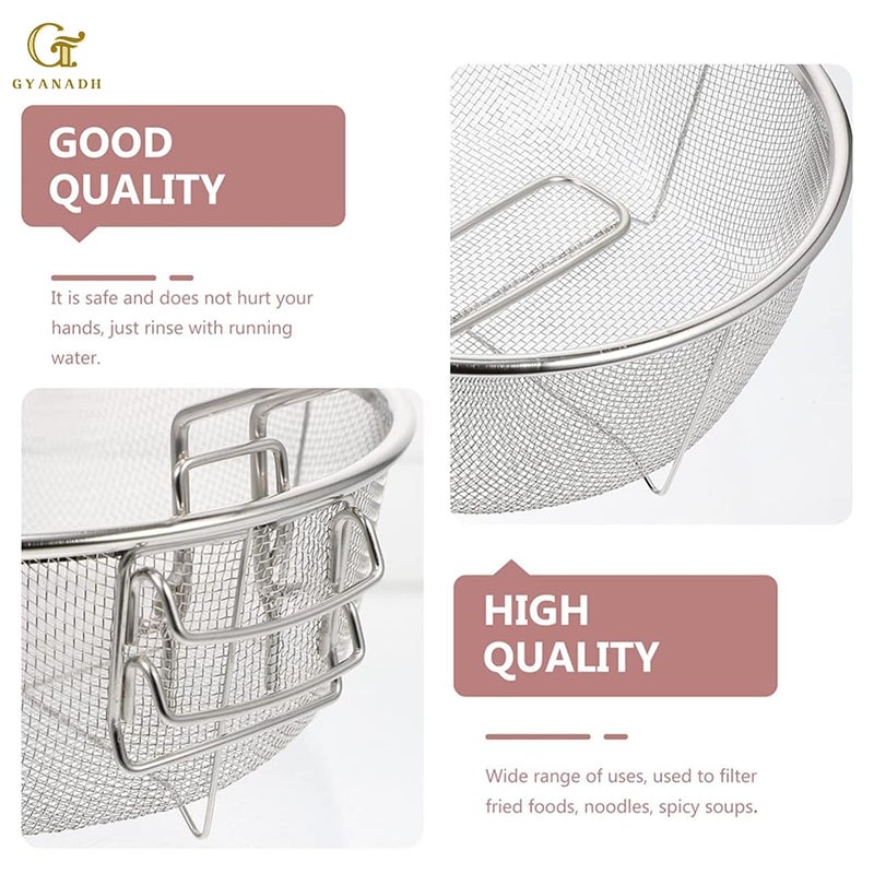 Gyanadh Round Fry Basket Mesh Skimmer Strainer French Fries Chicken Frying Basket with Folding Handle Wire Mesh Fry Strainer Basket for Kitchen Frying Pasta - Image 4