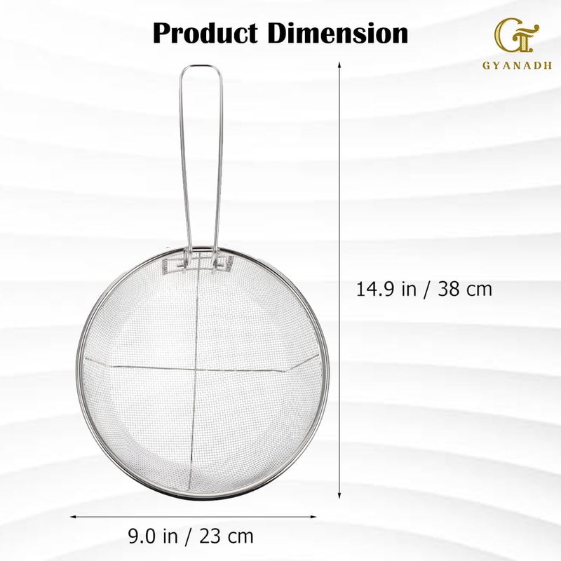 Gyanadh Round Fry Basket Mesh Skimmer Strainer French Fries Chicken Frying Basket with Folding Handle Wire Mesh Fry Strainer Basket for Kitchen Frying Pasta - Image 2