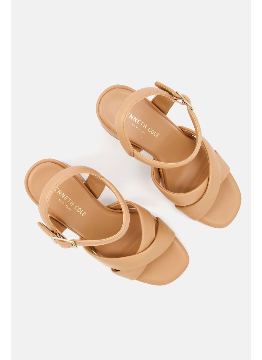 Kenneth Grey - Women Adjustable Buckle Sandal, Tan - Image 1