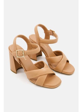 Women Adjustable Buckle Sandal, Tan