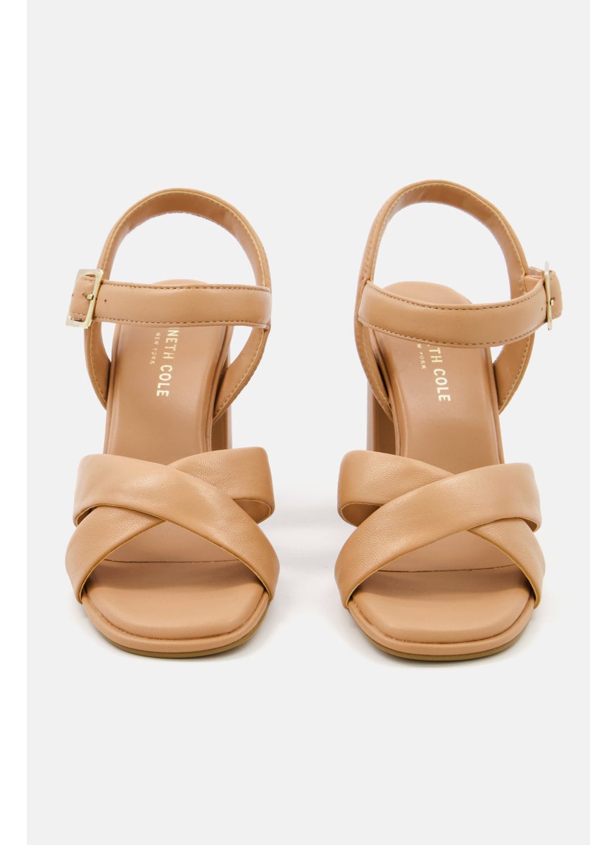 Kenneth Grey - Women Adjustable Buckle Sandal, Tan - Image 1