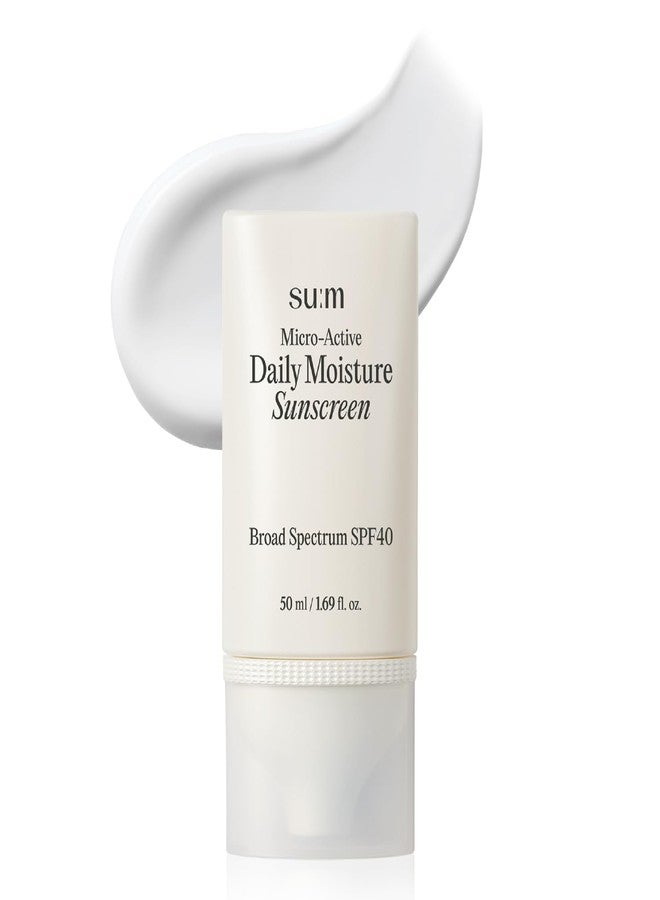 SU:M واقي شمس يومي مرطب ميكرو-أكتيف من SU:M (1.69 أونصة سائلة) - العناية بالبشرة الكورية SPF 40 لحماية من الأشعة فوق البنفسجية، ترطيب، تهدئة البشرة الحساسة، بدون أثر أبيض. مع بيوببتيد 190 ونياسيناميد. - Image 1