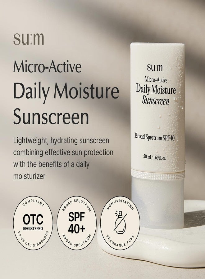SU:M واقي شمس يومي مرطب ميكرو-أكتيف من SU:M (1.69 أونصة سائلة) - العناية بالبشرة الكورية SPF 40 لحماية من الأشعة فوق البنفسجية، ترطيب، تهدئة البشرة الحساسة، بدون أثر أبيض. مع بيوببتيد 190 ونياسيناميد. - Image 2