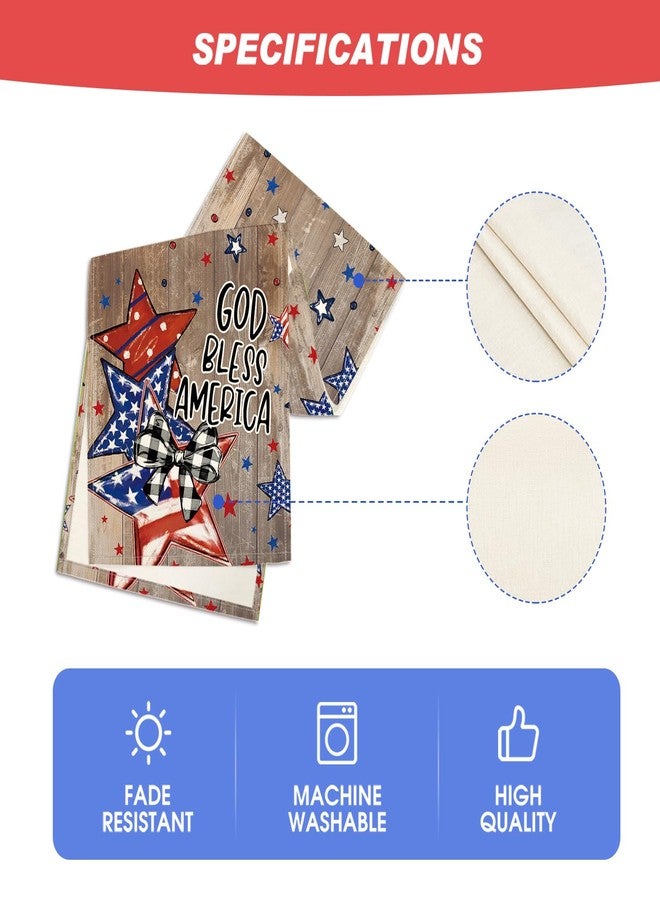 Artoid Mode Wood God Bless America Stars Patriotic 210 GSM 4th of July Table Runner, Memorial Day Kitchen Dining Table Decoration for Home Party Decor 13x72 Inch - Image 5