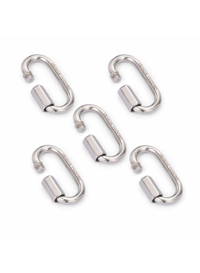 Shonan.Systems SHONAN Stainless Steel Chain Quick Links, Locking Carabiners, Carabiner Clips, Safety Chain Hooks, Twist Key Ring Screw Chain Link 2.3 Inch, 5 Pack - Image 1