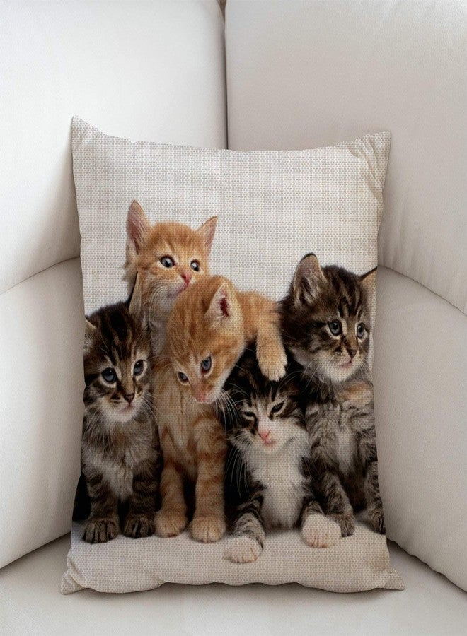 Swono Cute Cats Decorative Throw Pillow Cover Case, Kittens Family Cats Cotton Linen Outdoor Pillow Cases Square Standard Cushion Cover for Sofa Couch Bed Car 18x18 inch - Image 2